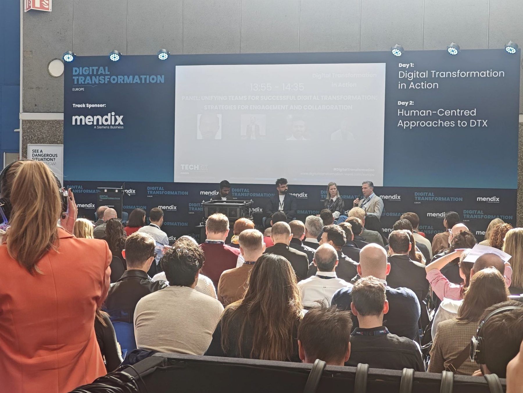 Amanj Hamid on the Digital Transformation panel at TechEx Europe 2025, in front of a full audience